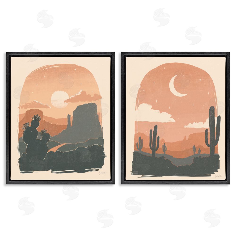 Janelle Penner Contemporary Desert Scene Silhouette Black Floating Frame Canvas Wall Art Print
