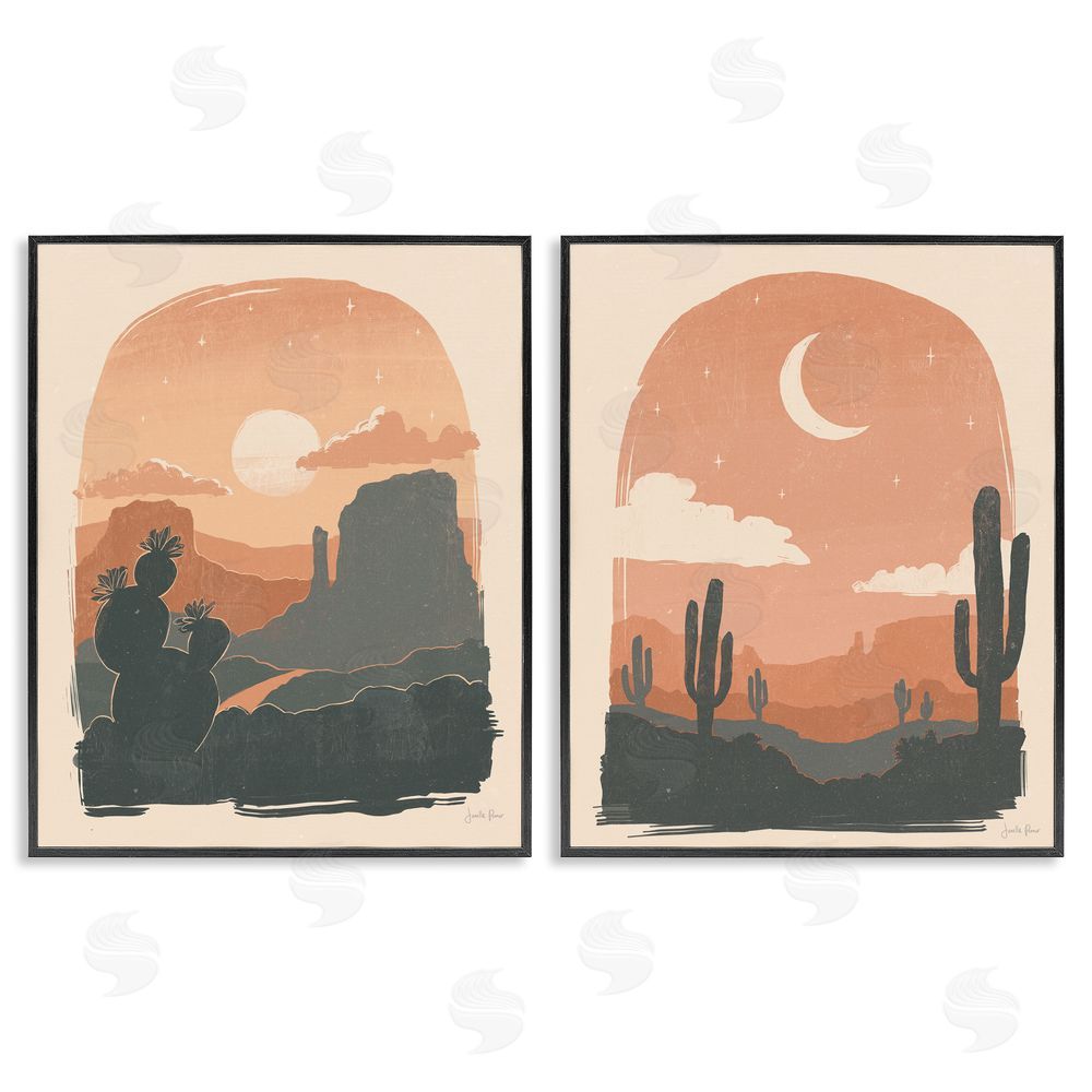 Janelle Penner Contemporary Desert Scene Silhouette Black Framed Giclee Wall Art Print