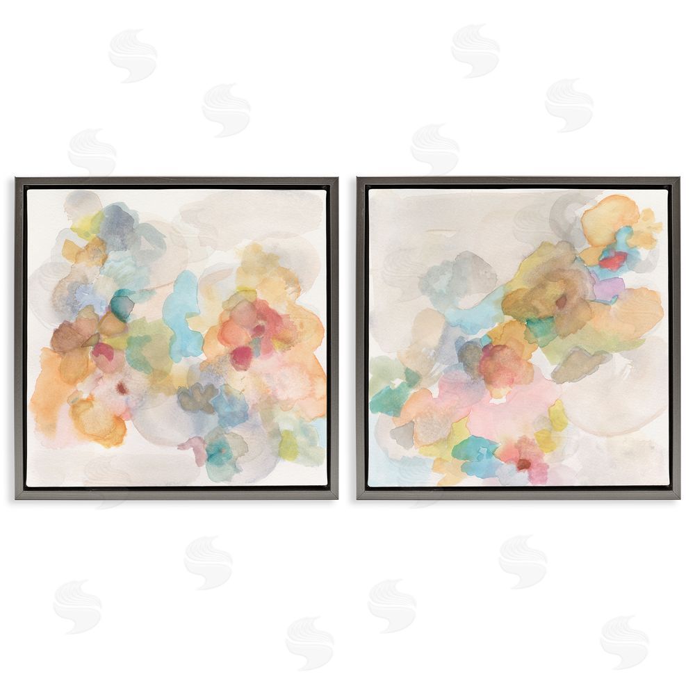 Jodi Fuchs Abstract Pastel Watercolor Composition Gray Floating Frame Canvas Wall Art Print