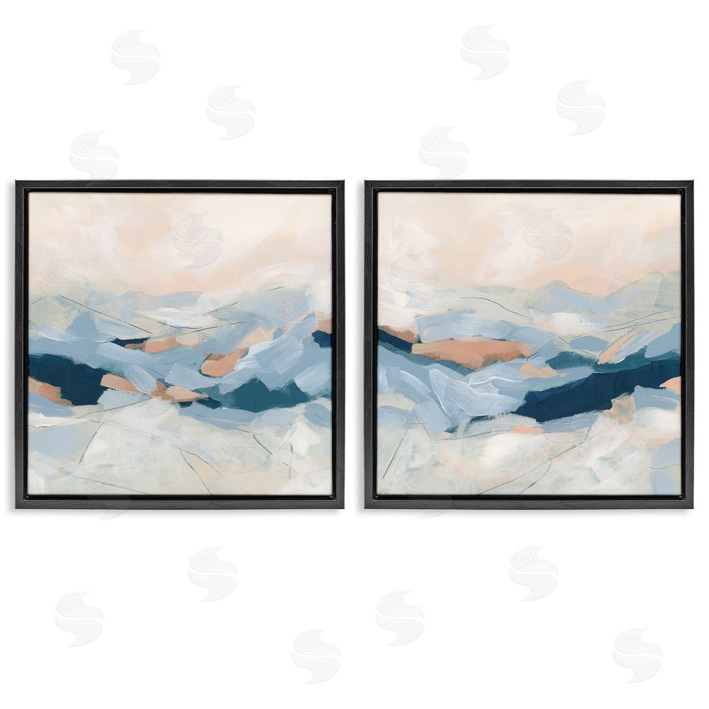 June Erica Vess Abstract Mountain Peaks Scenery Black Floating Frame Canvas Wall Art Print