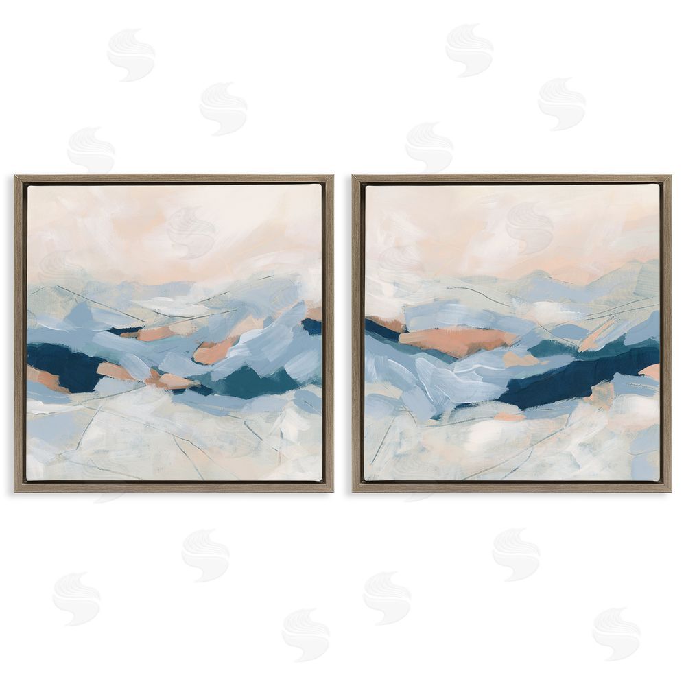 June Erica Vess Abstract Mountain Peaks Scenery Brown Floating Frame Canvas Wall Art Print