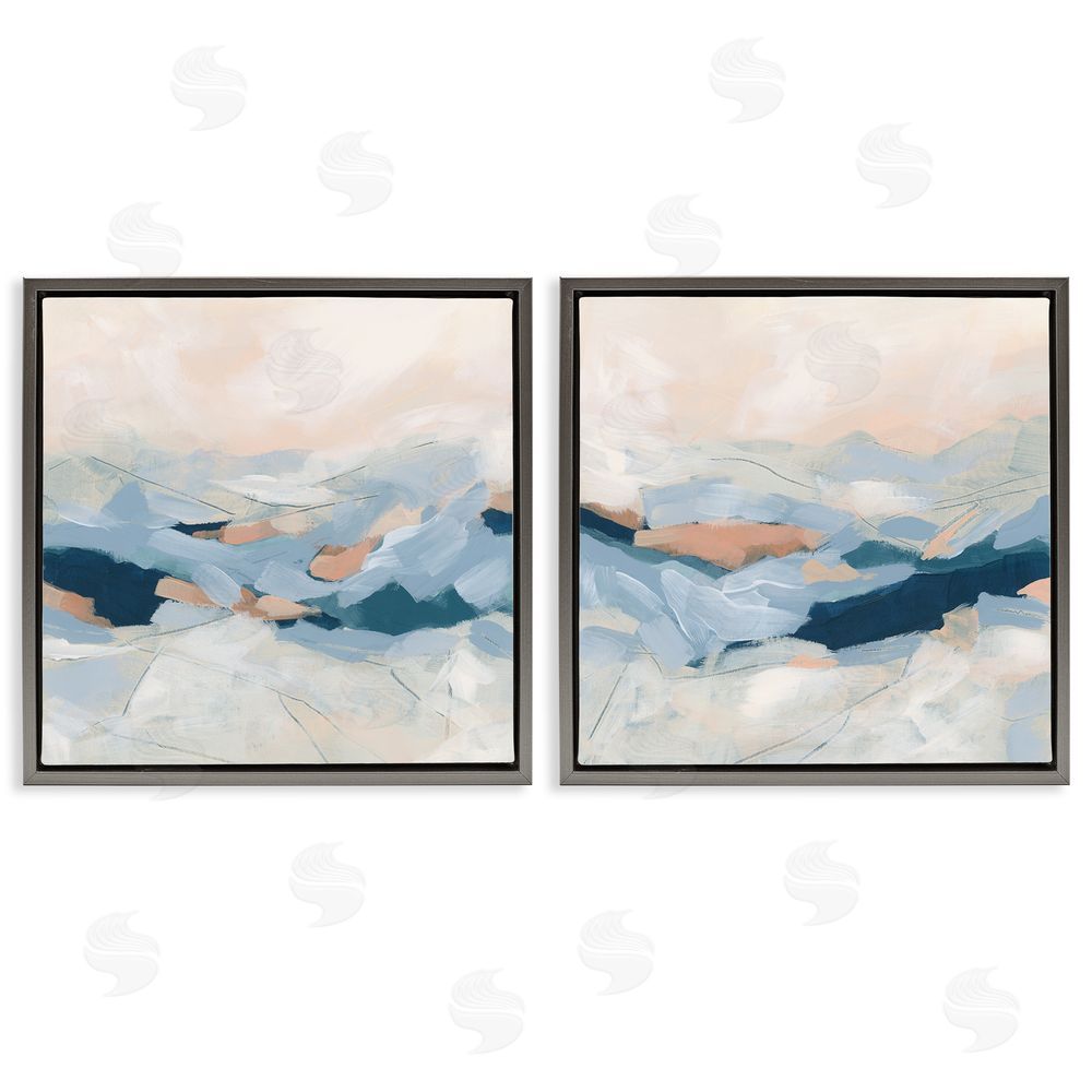 June Erica Vess Abstract Mountain Peaks Scenery Gray Floating Frame Canvas Wall Art Print