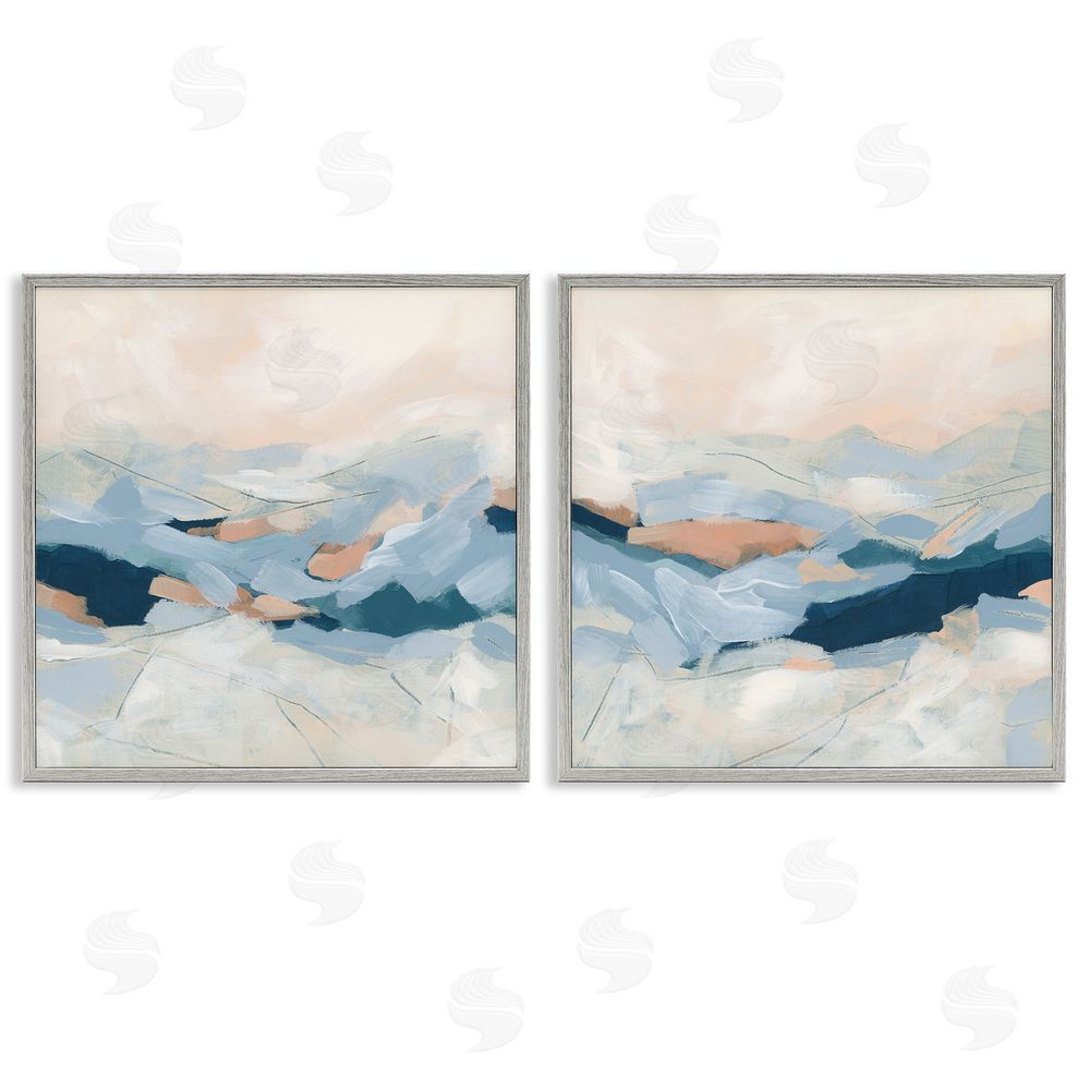 June Erica Vess Abstract Mountain Peaks Scenery Gray Framed Giclee Wall Art Print