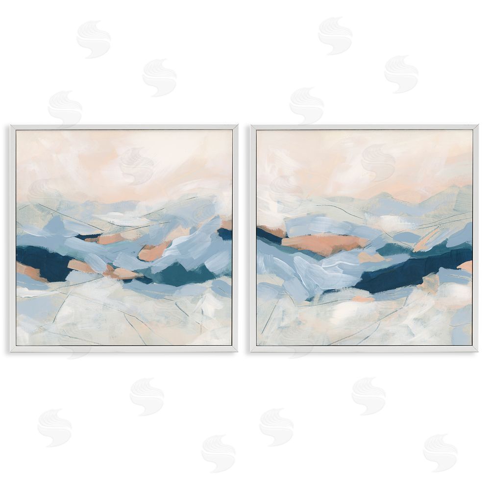 June Erica Vess Abstract Mountain Peaks Scenery White Framed Giclee Wall Art Print