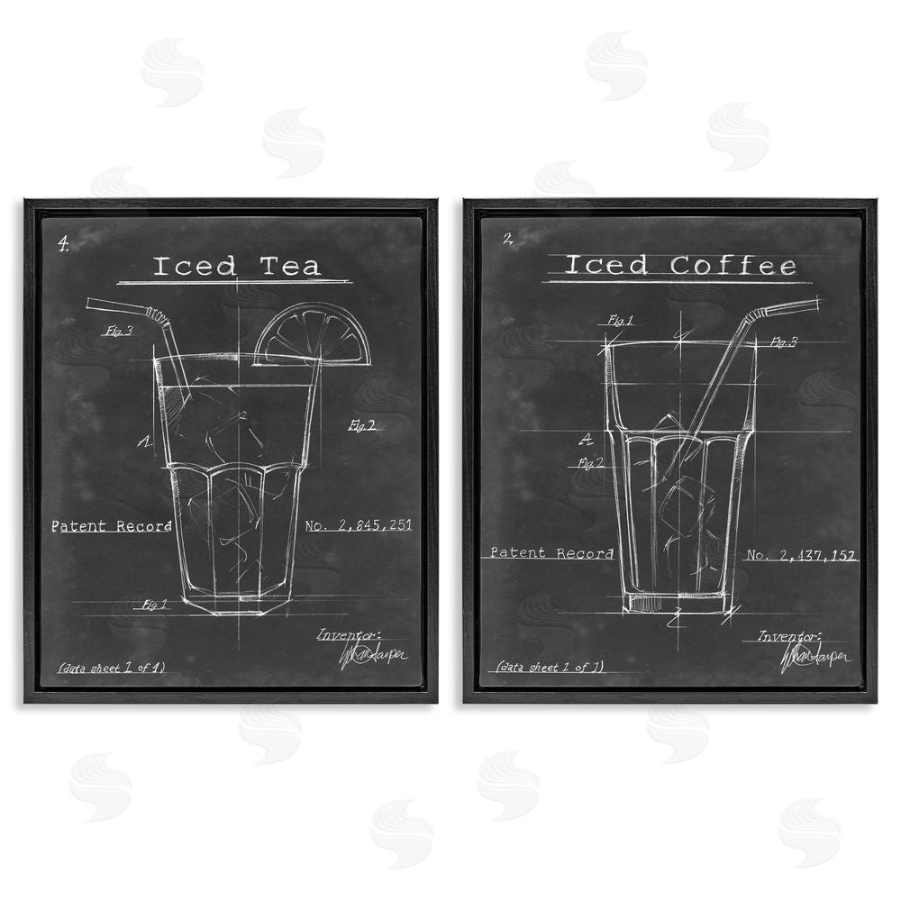 Ethan Harper Iced Coffee & Tea Diagram Black Floating Frame Canvas Wall Art Print