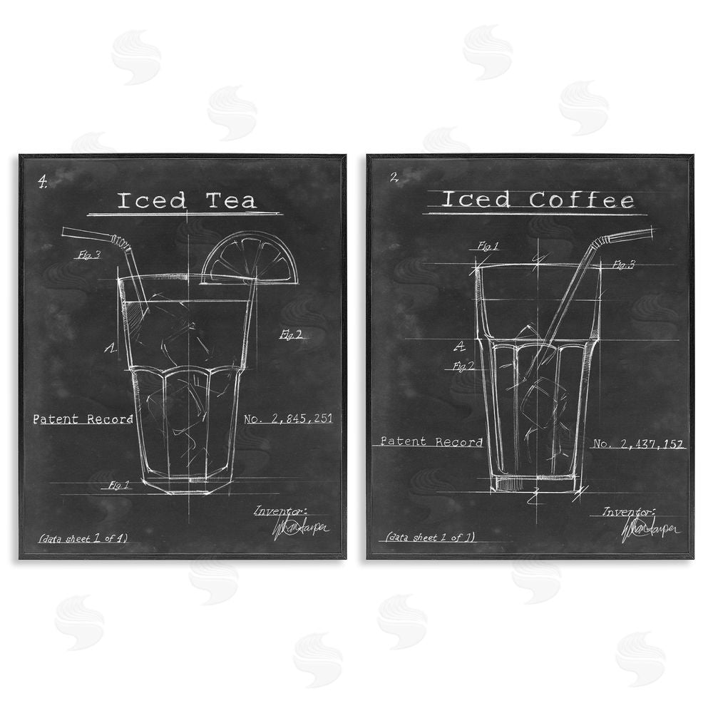 Ethan Harper Iced Coffee & Tea Diagram Black Framed Giclee Wall Art Print
