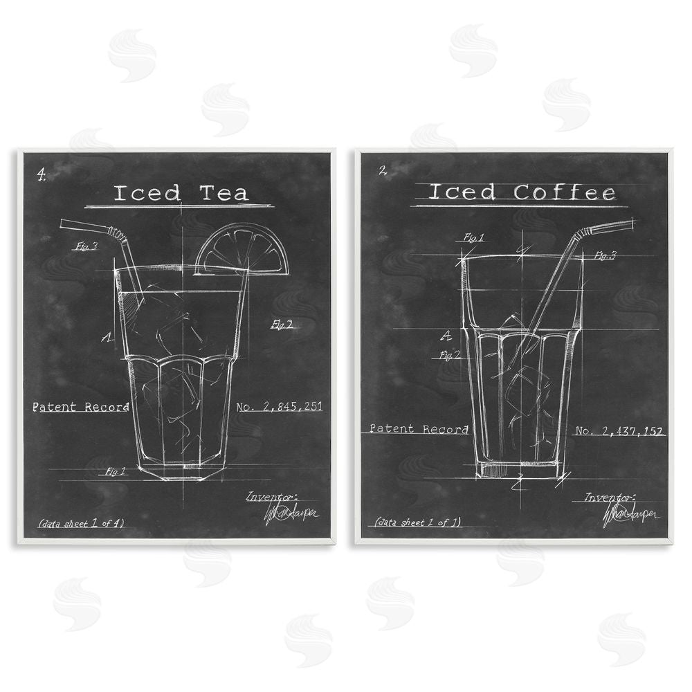 Ethan Harper Iced Coffee & Tea Diagram White Framed Giclee Wall Art Print