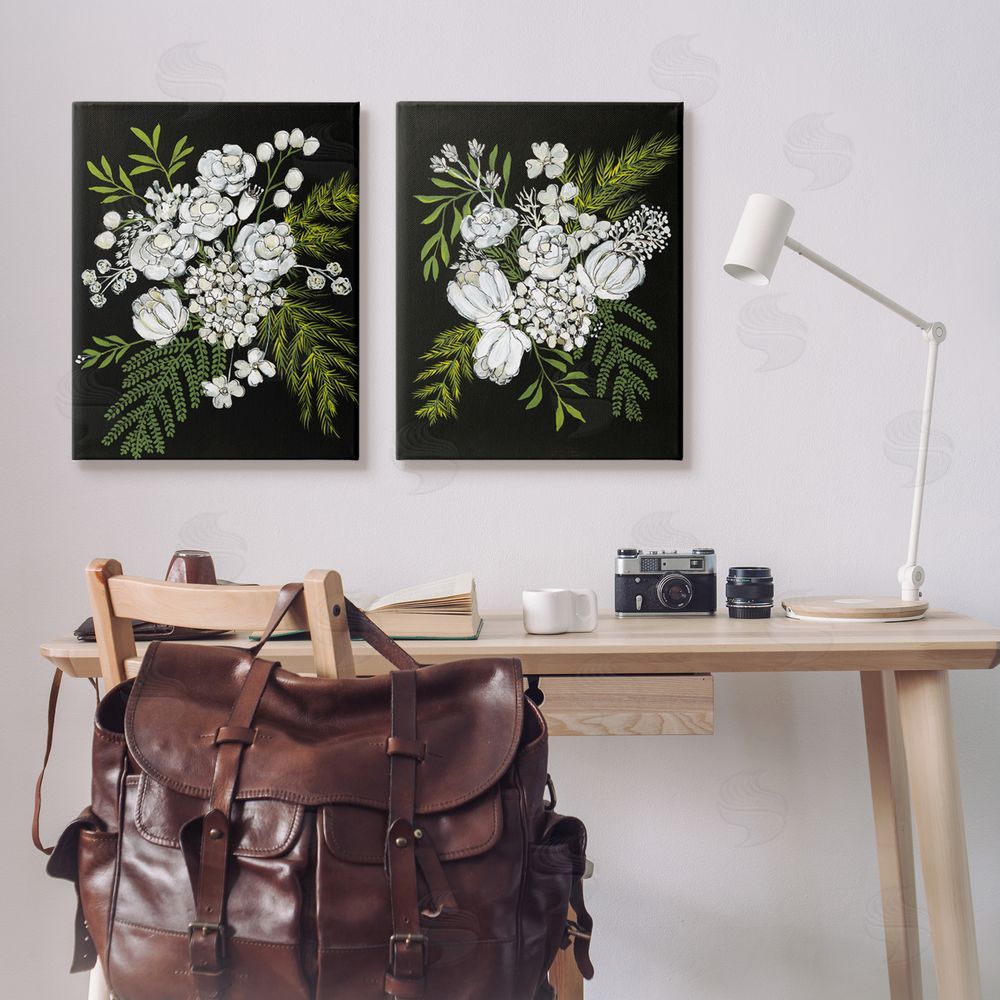 Regina Moore Bold White Flower Blossoms Canvas Wall Art Print in Room