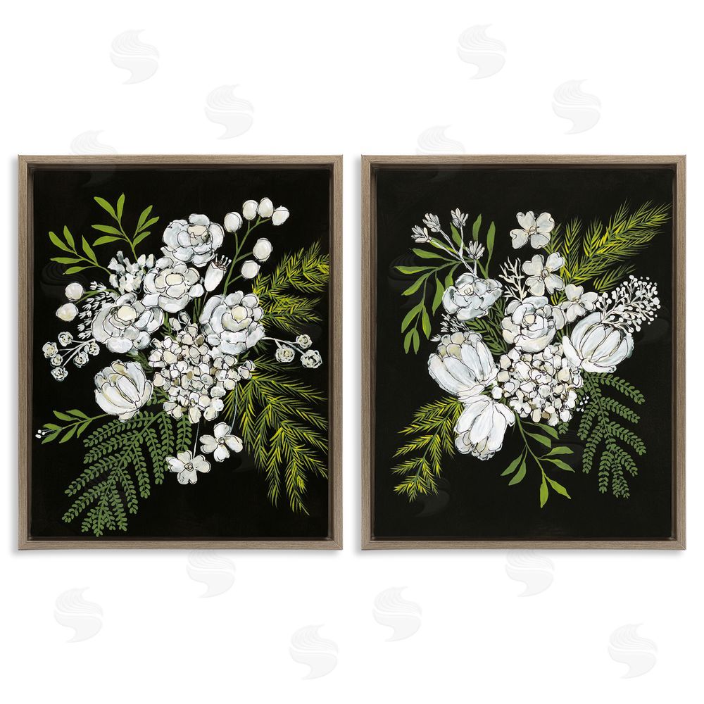 Regina Moore Bold White Flower Blossoms Brown Floating Frame Canvas Wall Art Print
