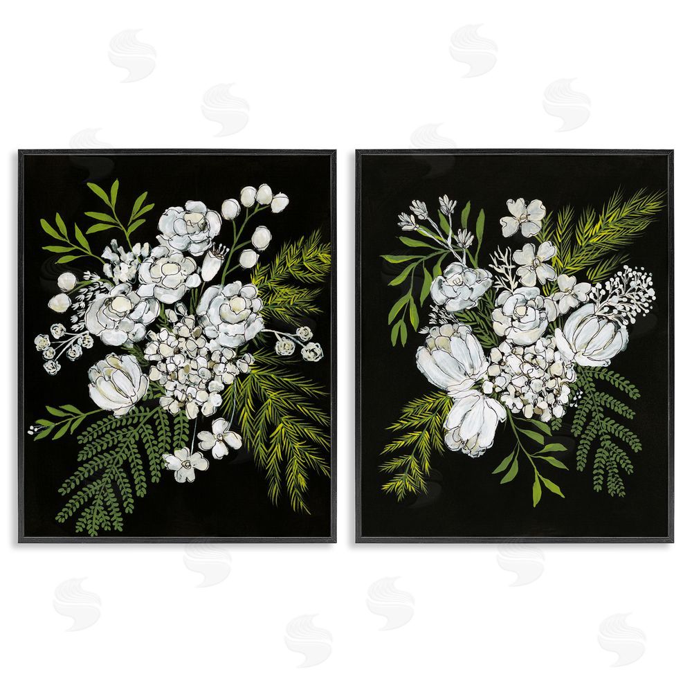 Regina Moore Bold White Flower Blossoms Black Framed Giclee Wall Art Print