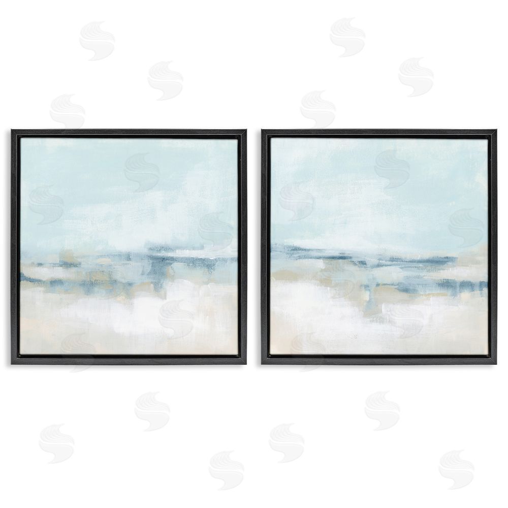 June Erica Vess Abstract Blue Atmospheric Landscape Black Floating Frame Canvas Wall Art Print
