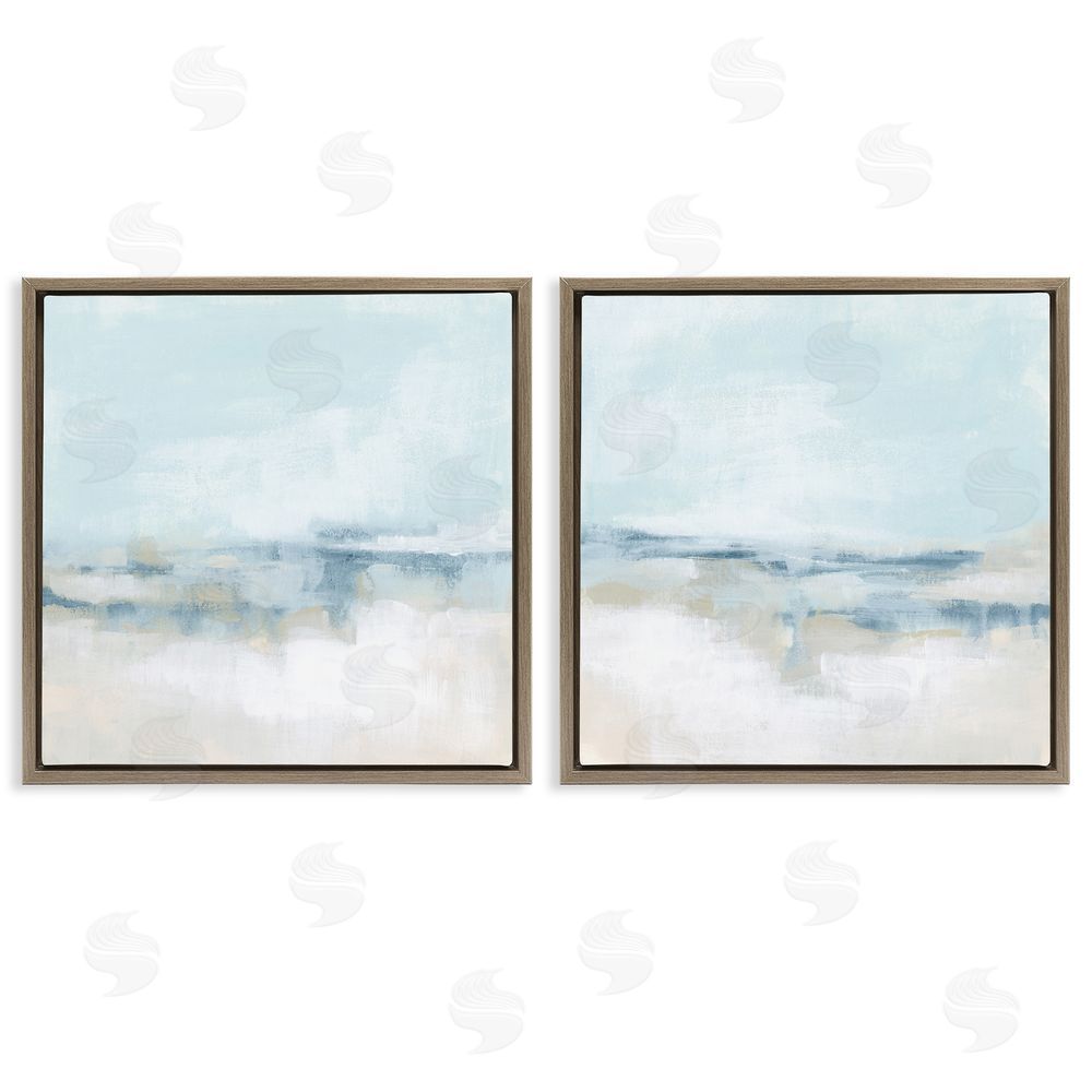June Erica Vess Abstract Blue Atmospheric Landscape Brown Floating Frame Canvas Wall Art Print