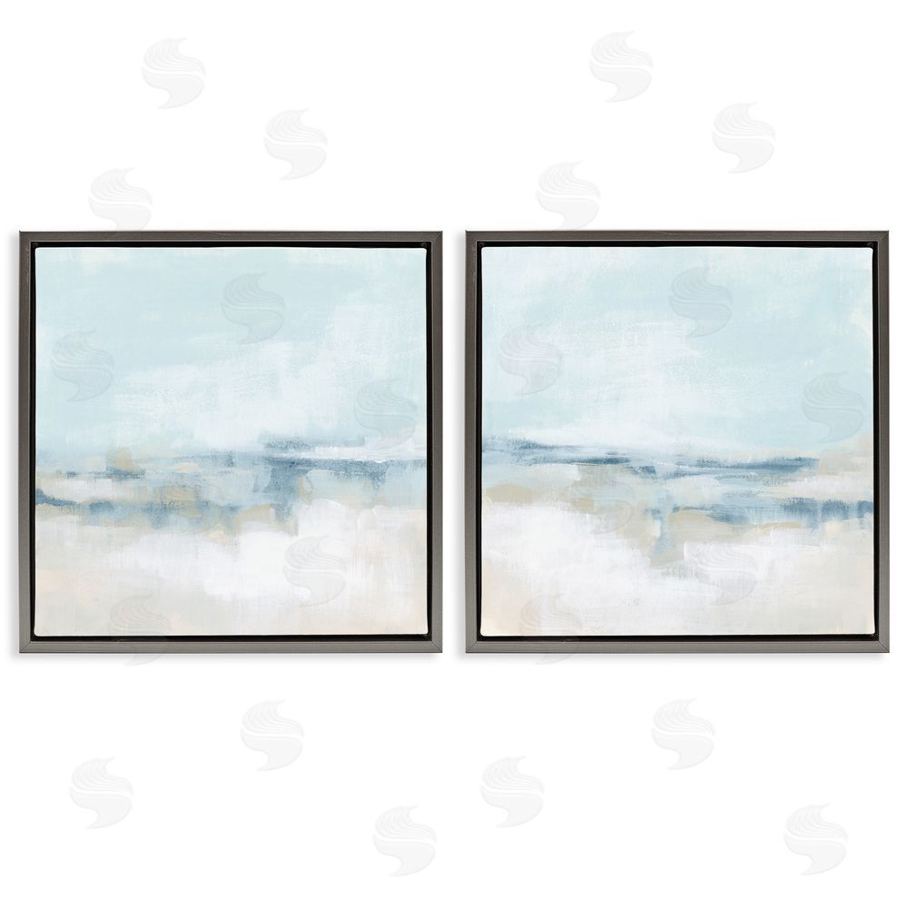 June Erica Vess Abstract Blue Atmospheric Landscape Gray Floating Frame Canvas Wall Art Print