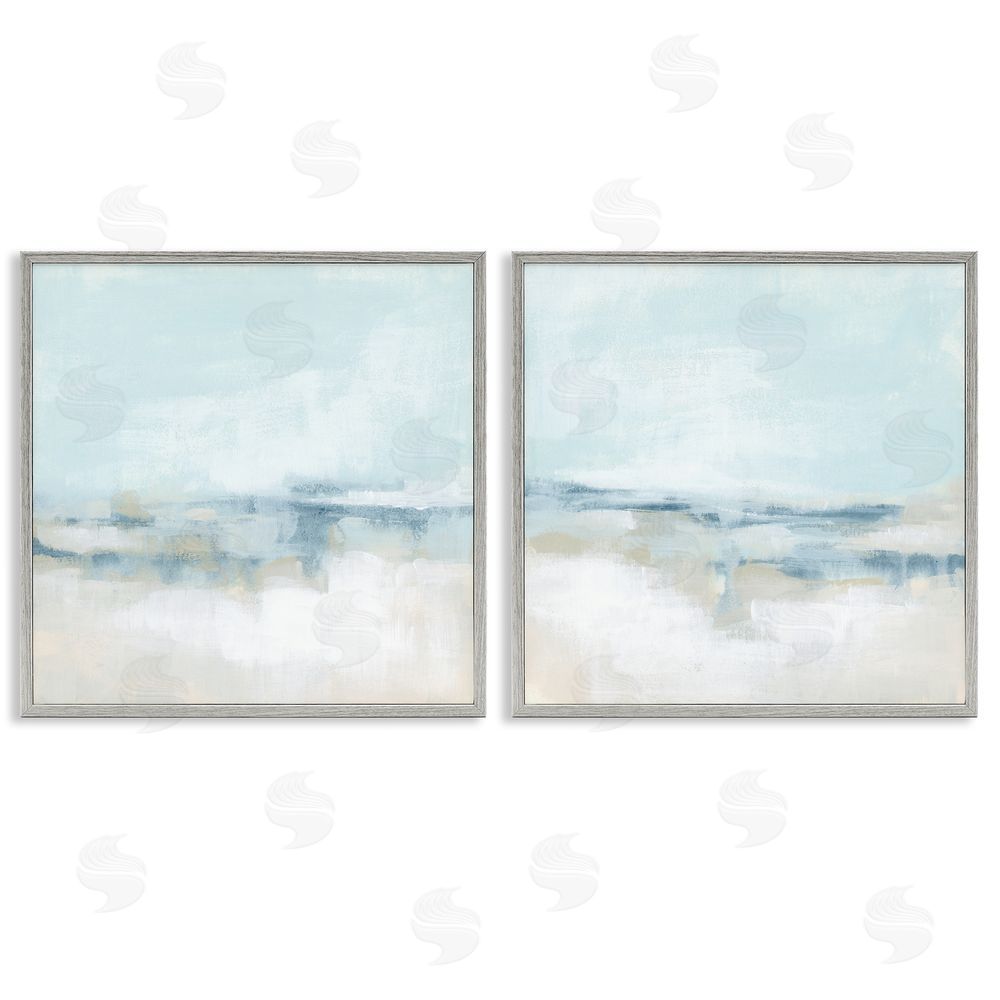 June Erica Vess Abstract Blue Atmospheric Landscape Gray Framed Giclee Wall Art Print