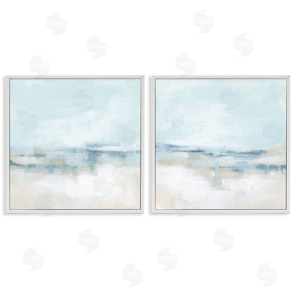 June Erica Vess Abstract Blue Atmospheric Landscape White Framed Giclee Wall Art Print