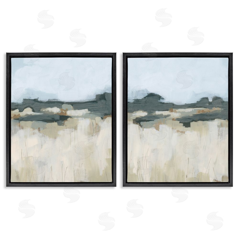 June Erica Vess Brushed Abstract Badlands Scenery Black Floating Frame Canvas Wall Art Print