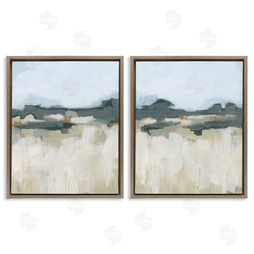 June Erica Vess Brushed Abstract Badlands Scenery Brown Floating Frame Canvas Wall Art Print