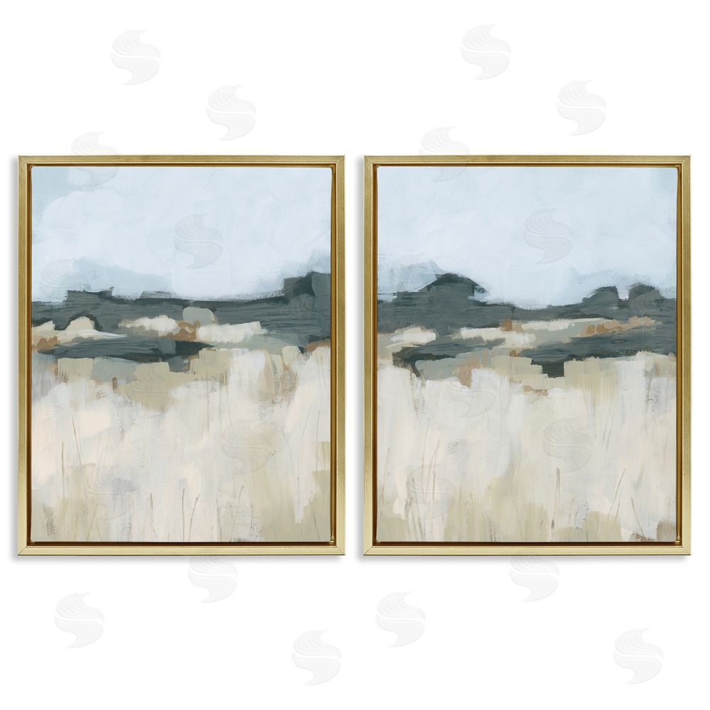 June Erica Vess Brushed Abstract Badlands Scenery Gold Floating Frame Canvas Wall Art Print