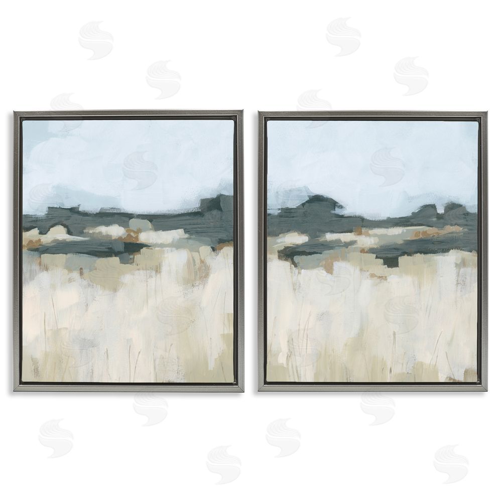 June Erica Vess Brushed Abstract Badlands Scenery Gray Floating Frame Canvas Wall Art Print