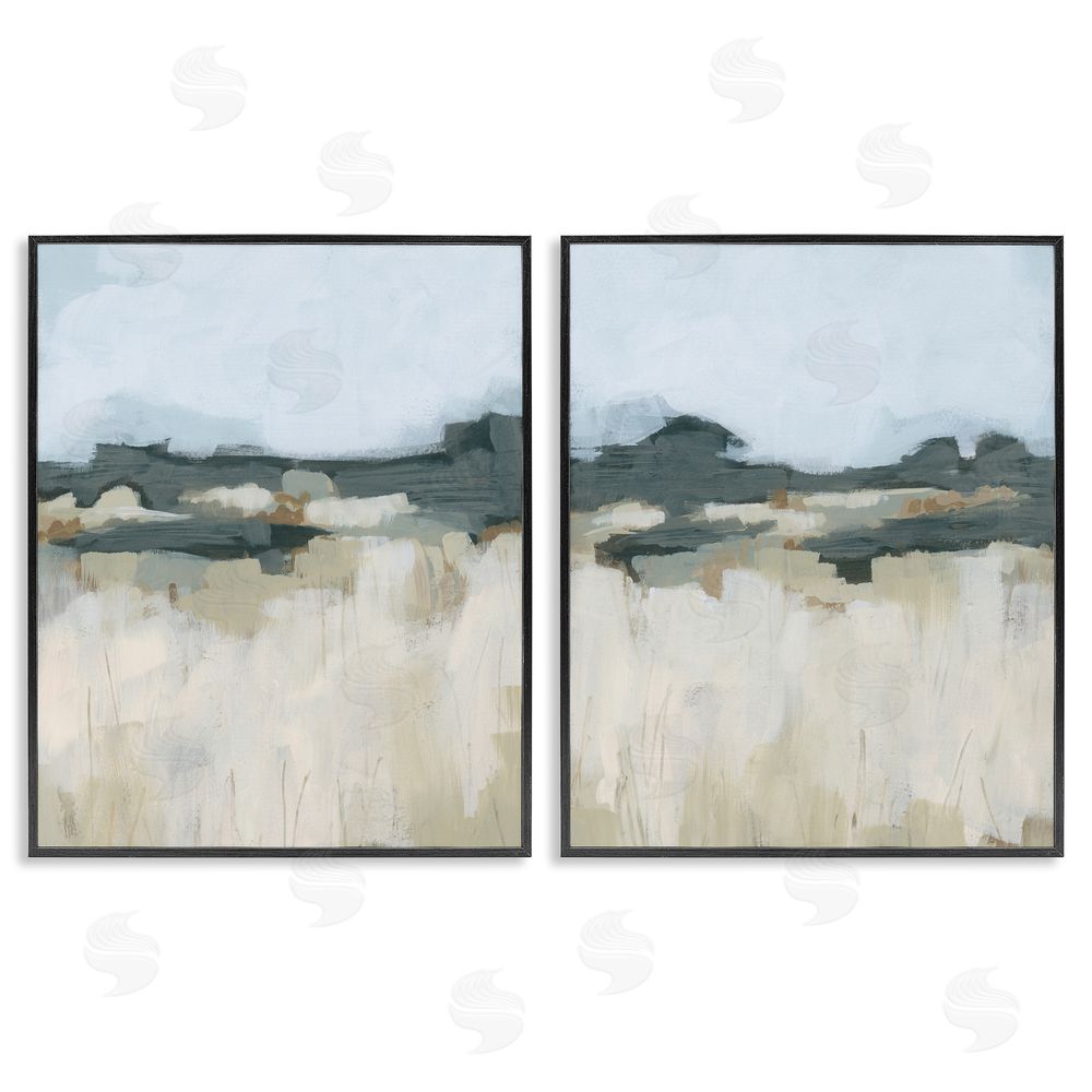 June Erica Vess Brushed Abstract Badlands Scenery Black Framed Giclee Wall Art Print