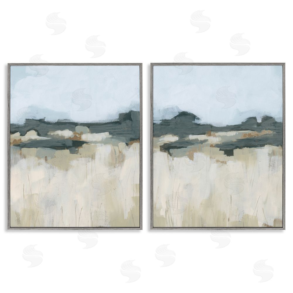 June Erica Vess Brushed Abstract Badlands Scenery Gray Framed Giclee Wall Art Print