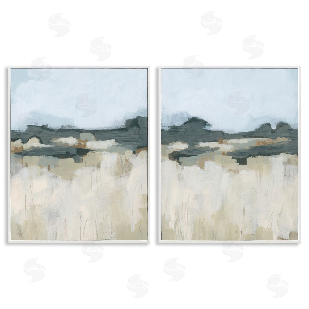 June Erica Vess Brushed Abstract Badlands Scenery White Framed Giclee Wall Art Print