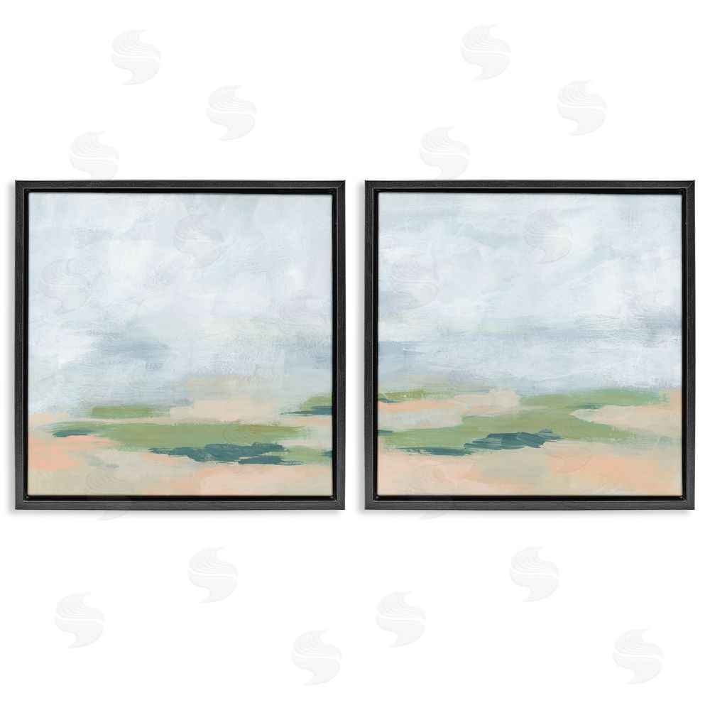 June Erica Vess Soft Abstract Landscape Scene Black Floating Frame Canvas Wall Art Print
