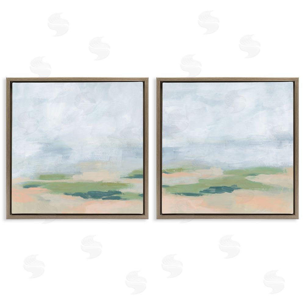 June Erica Vess Soft Abstract Landscape Scene Brown Floating Frame Canvas Wall Art Print