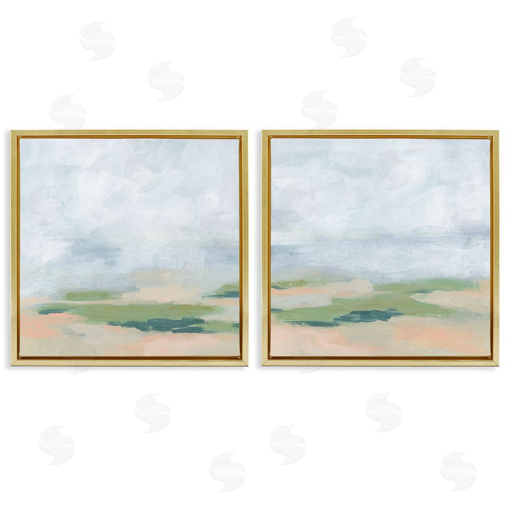 June Erica Vess Soft Abstract Landscape Scene Gold Floating Frame Canvas Wall Art Print