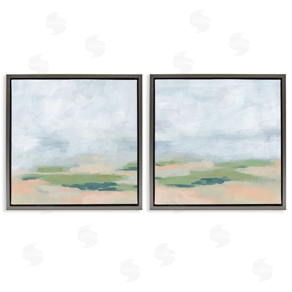 June Erica Vess Soft Abstract Landscape Scene Gray Floating Frame Canvas Wall Art Print