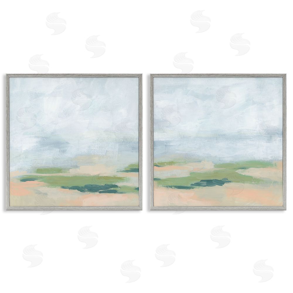 June Erica Vess Soft Abstract Landscape Scene Gray Framed Giclee Wall Art Print