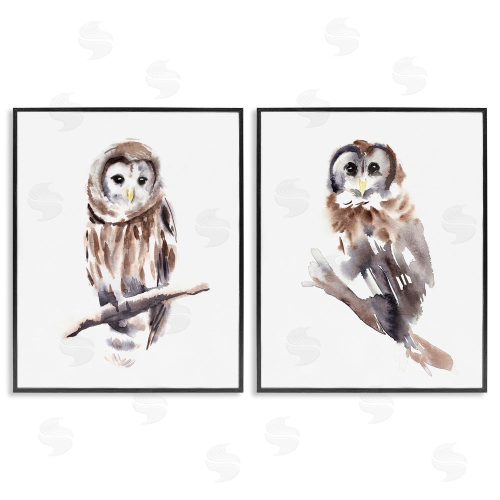 Annie Warren Perched Owl Wildlife Portrait Black Framed Giclee Wall Art Print