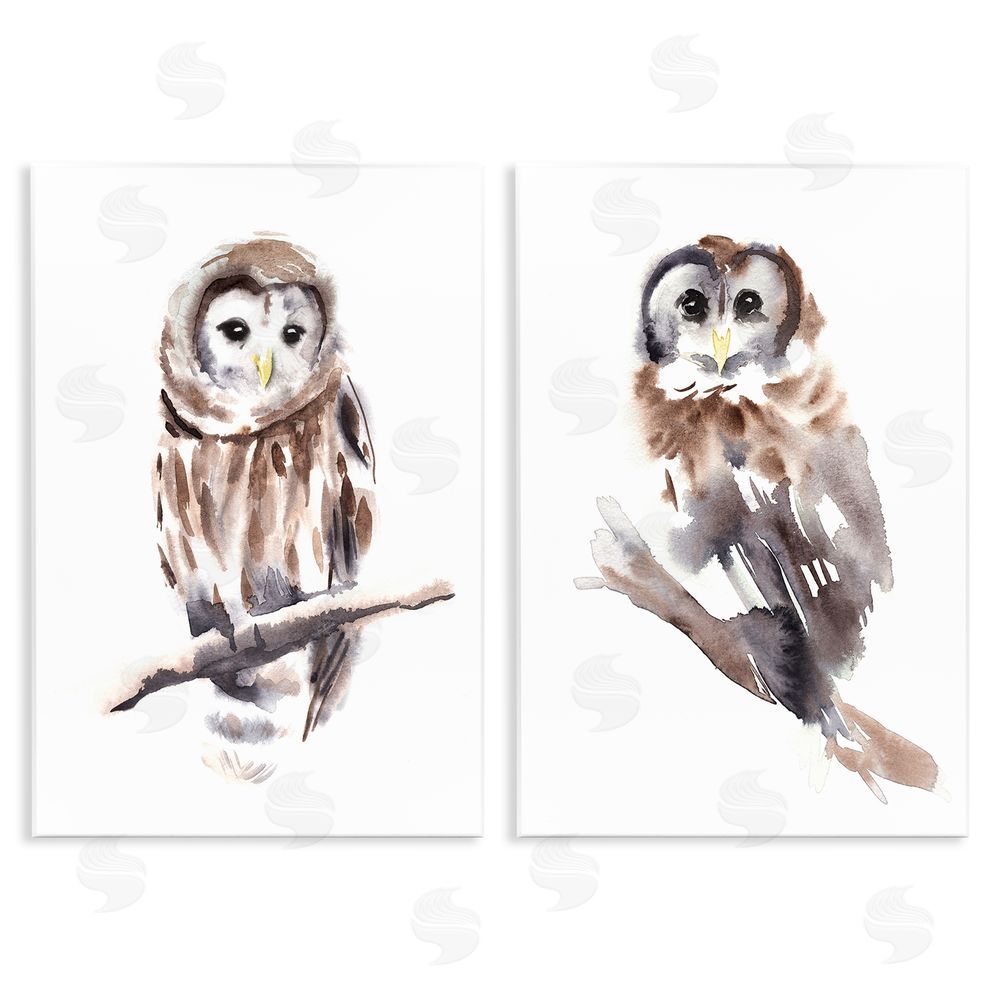 Annie Warren Perched Owl Wildlife Portrait Wooden Wall Plaque Art Print