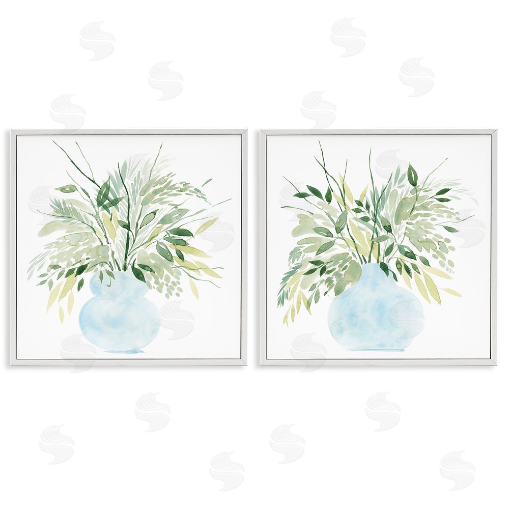 Grace Popp Herbal Plants Watercolor Vase  White Framed Giclee Wall Art Print