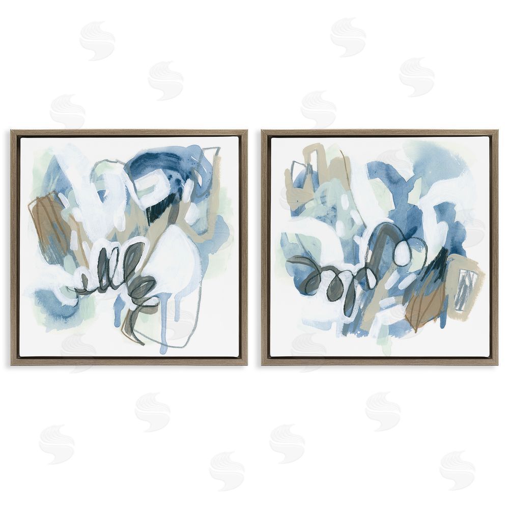 June Erica Vess Abstract Varied Nautical Squiggles Brown Floating Frame Canvas Wall Art Print