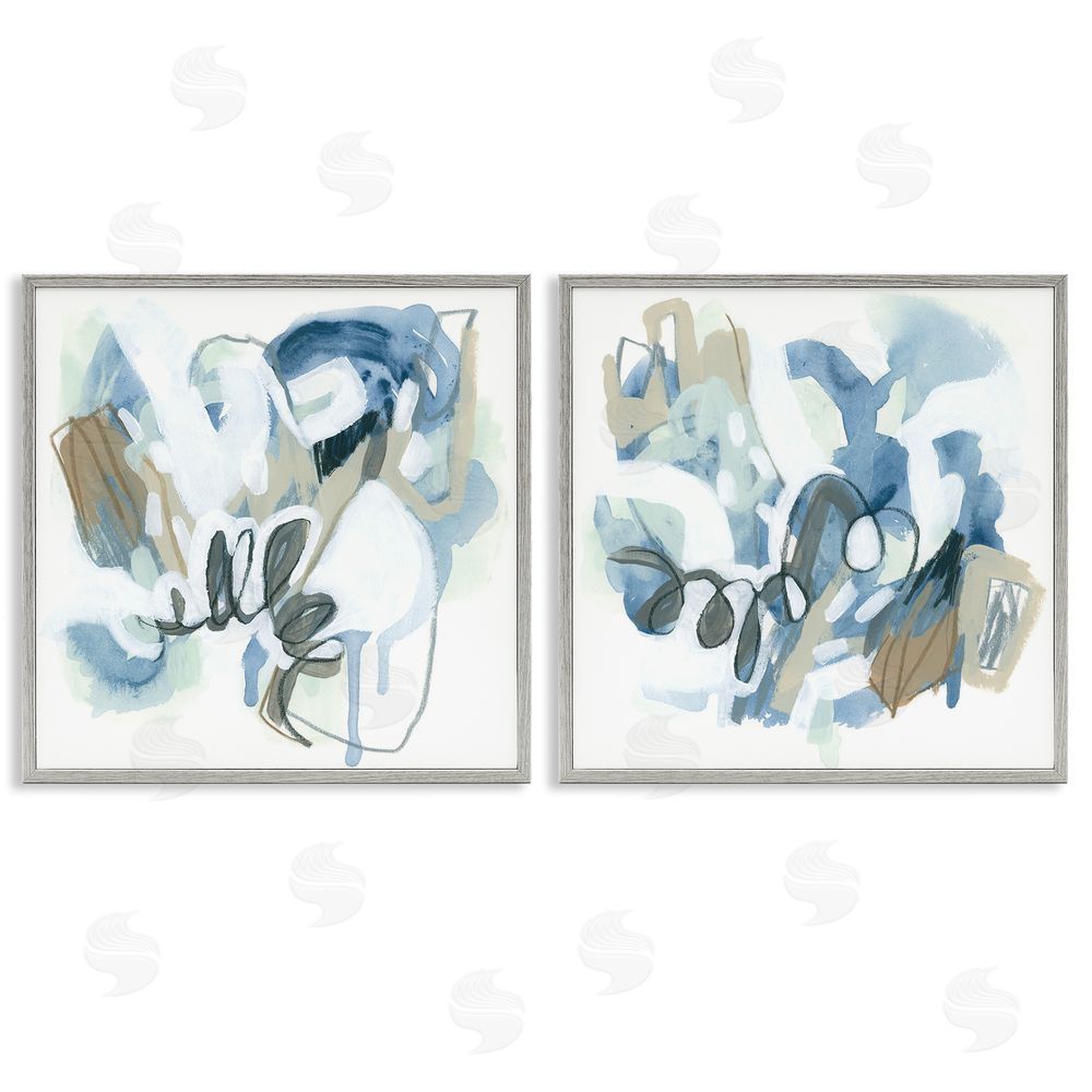 June Erica Vess Abstract Varied Nautical Squiggles Gray Framed Giclee Wall Art Print