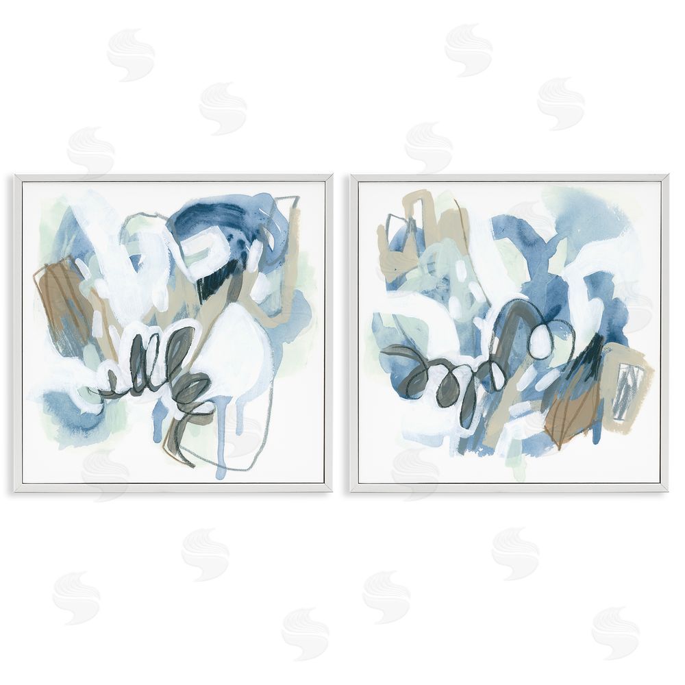 June Erica Vess Abstract Varied Nautical Squiggles White Framed Giclee Wall Art Print