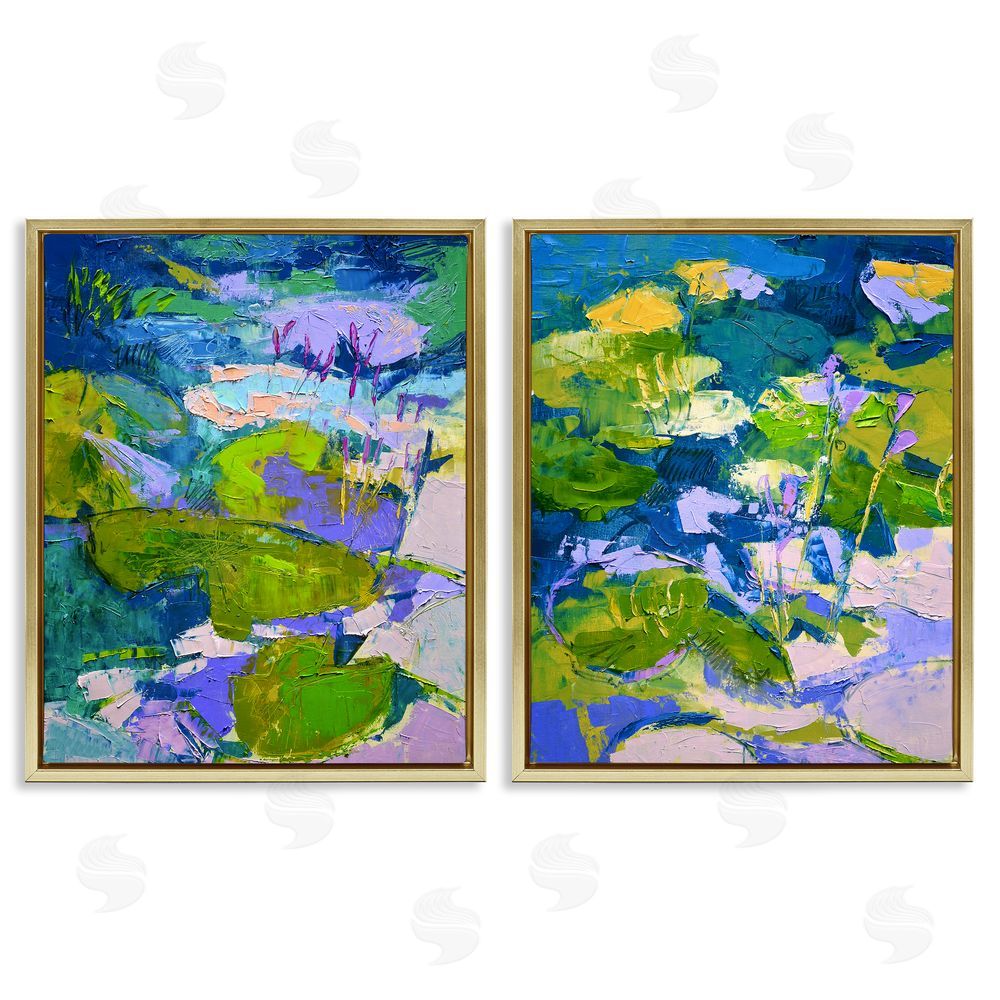 Dorothy Fagan Floating Lotus Blossom Pond Gold Floating Frame Canvas Wall Art Print