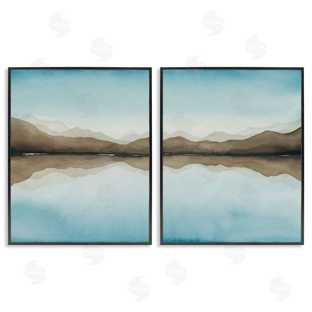 Grace Popp Mountain Range Water Reflection Black Framed Giclee Wall Art Print