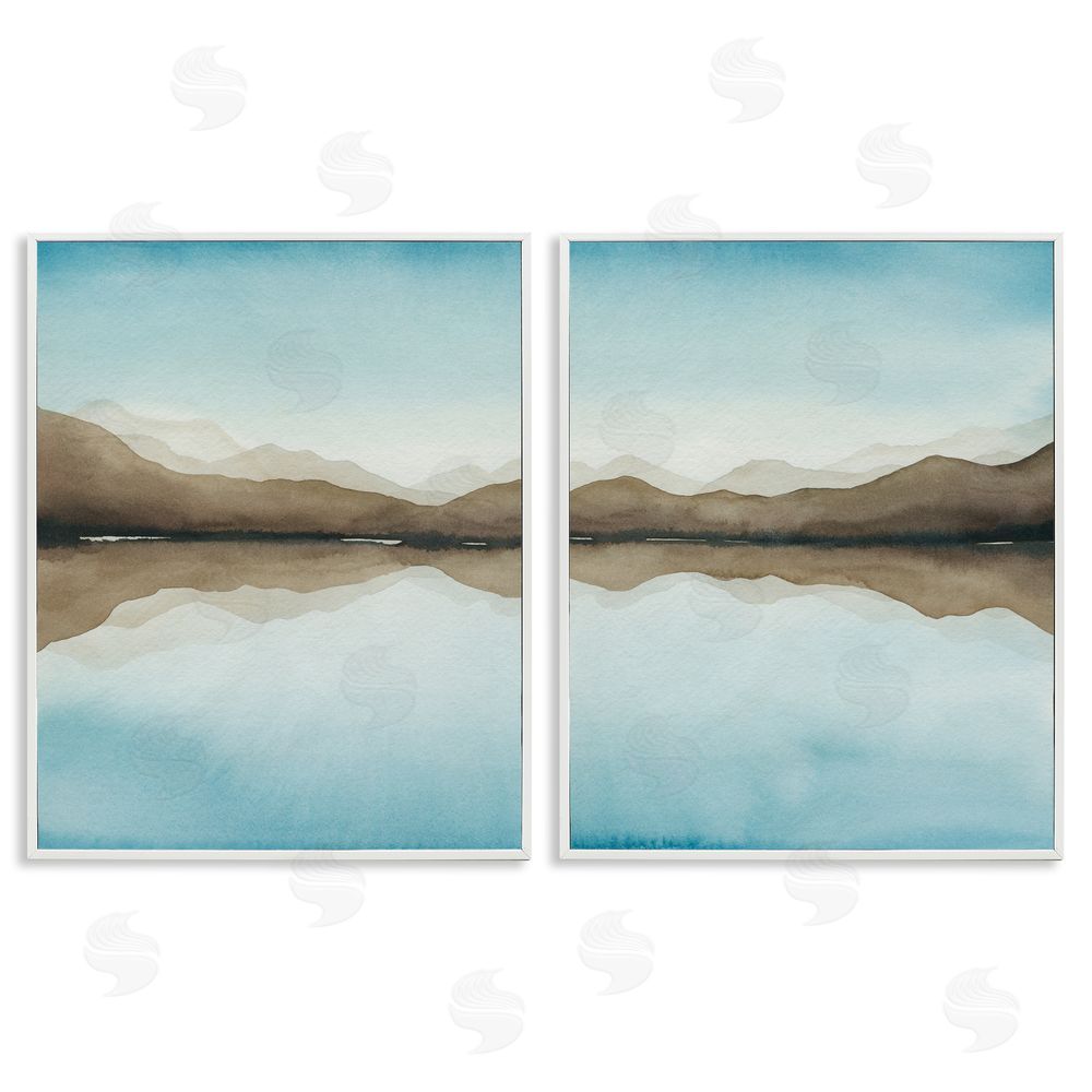 Grace Popp Mountain Range Water Reflection White Framed Giclee Wall Art Print