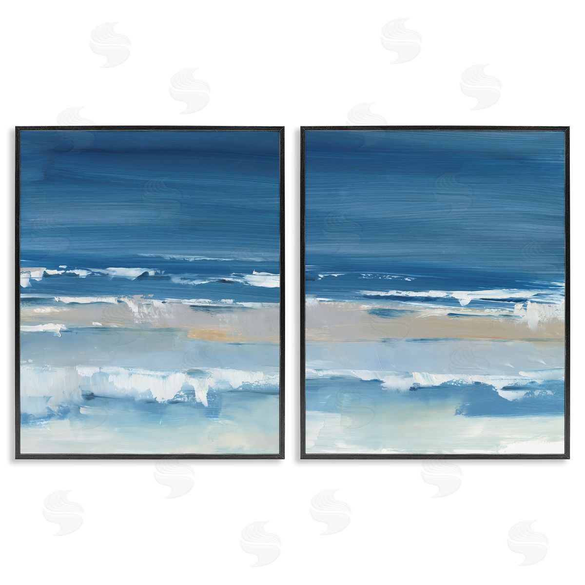 Crashing Beach Wave Shore Black Frame Print Wall Art, Home Decor by Ethan Harper