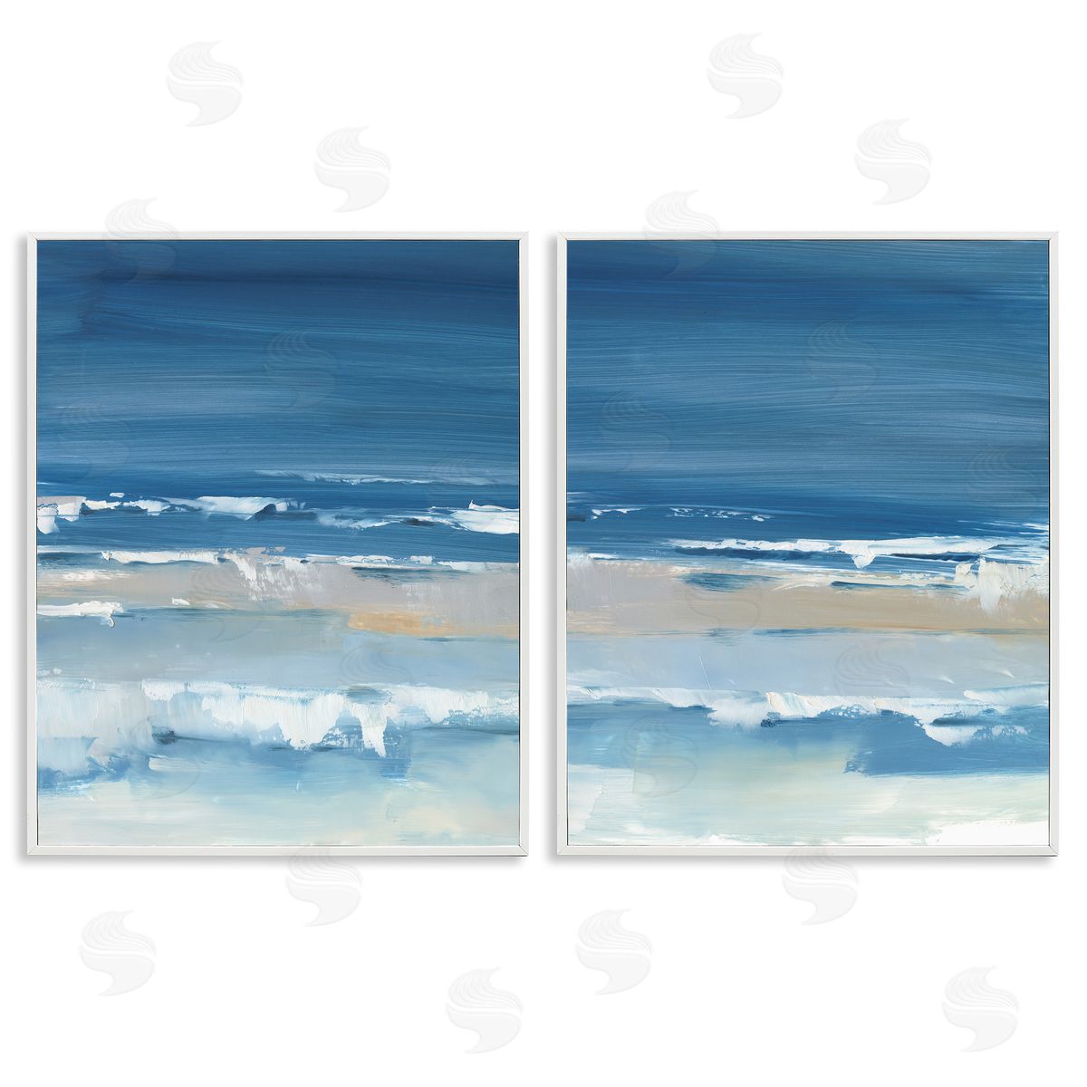 Crashing Beach Wave Shore White Frame Print Wall Art, Home Decor by Ethan Harper