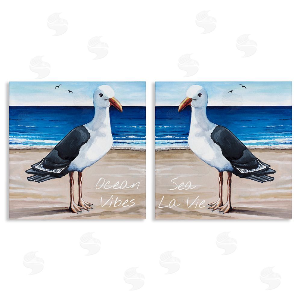 Elizabeth Tyndall Seagull Summer Beach Phrase  Canvas Wall Art Print