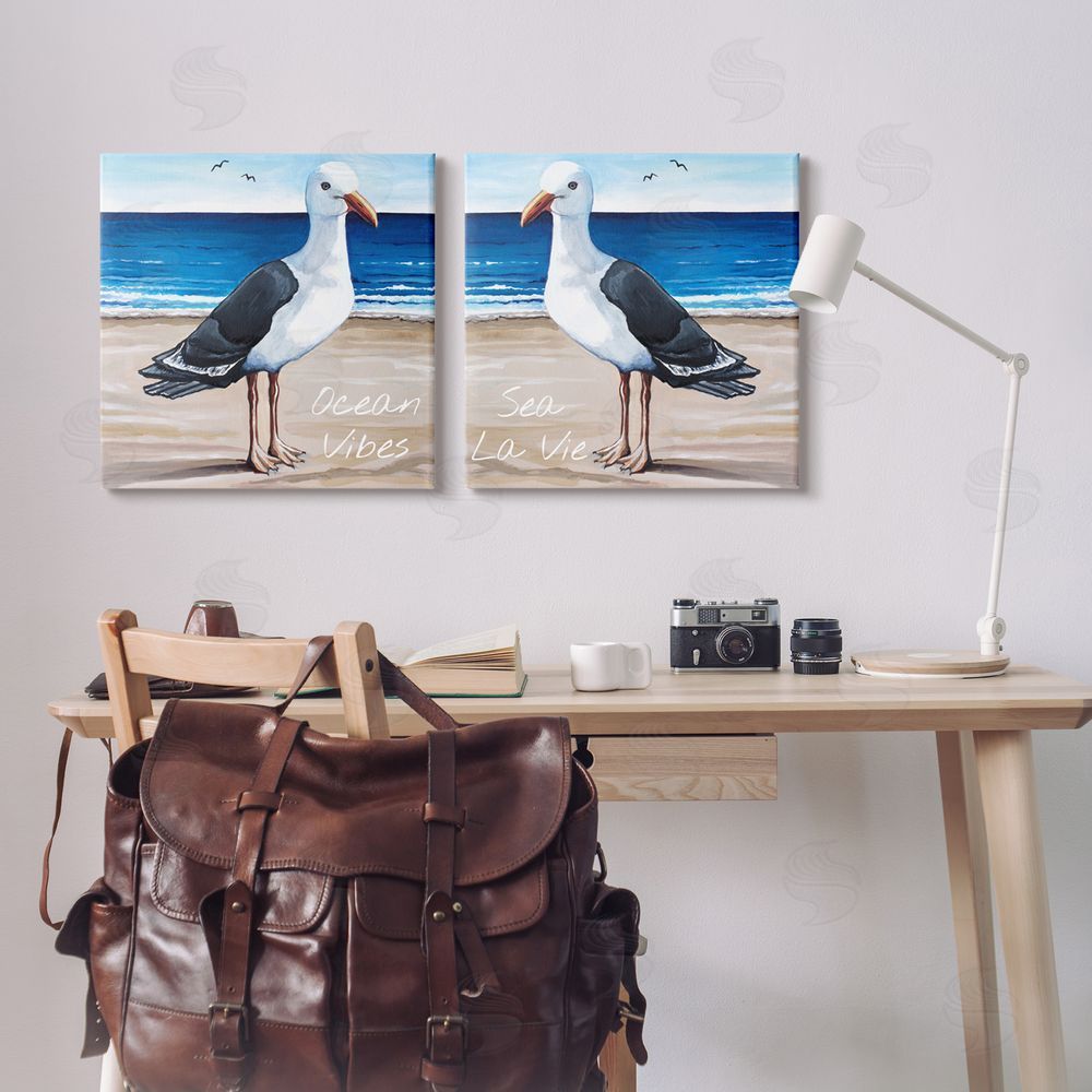 Elizabeth Tyndall Seagull Summer Beach Phrase  Canvas Wall Art Print in Room