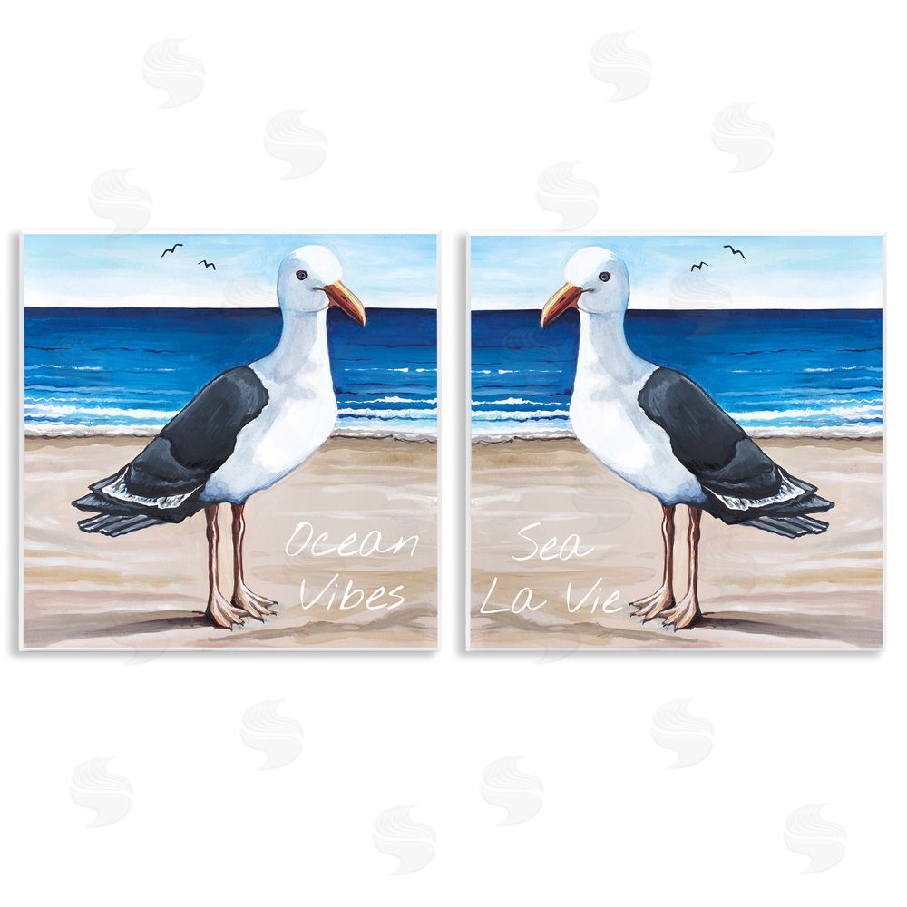 Elizabeth Tyndall Seagull Summer Beach Phrase  Wooden Wall Plaque Art Print