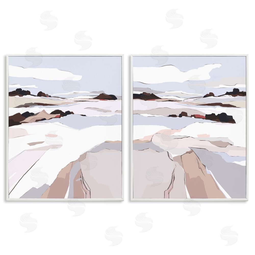 Nikita Jariwala Abstract Frosty View Landscape White Framed Giclee Wall Art Print
