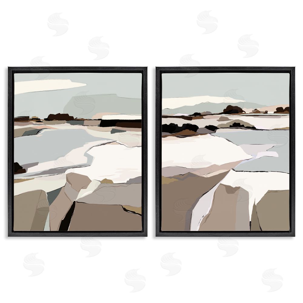 Nikita Jariwala Abstract Swedish Landscape Shapes Black Floating Frame Canvas Wall Art Print