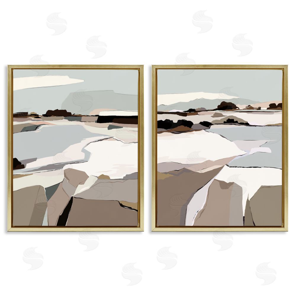 Nikita Jariwala Abstract Swedish Landscape Shapes Gold Floating Frame Canvas Wall Art Print