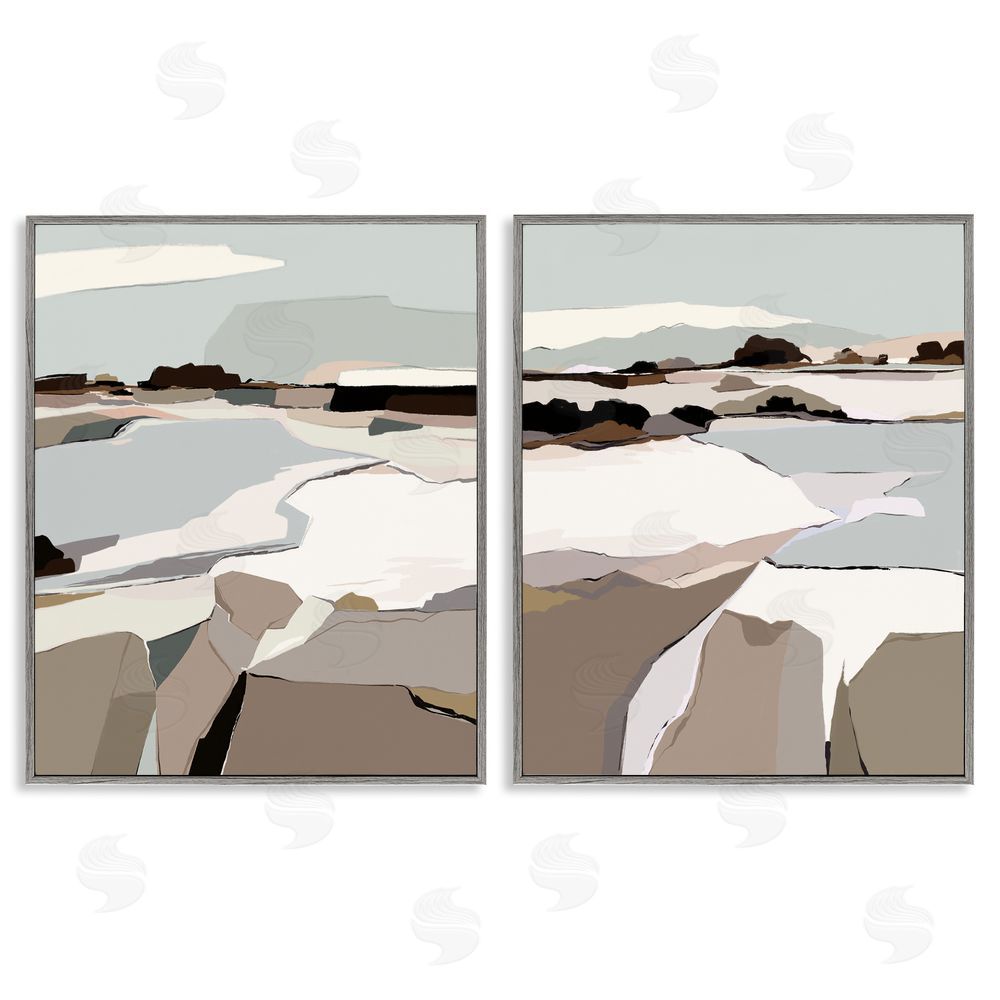 Nikita Jariwala Abstract Swedish Landscape Shapes Gray Framed Giclee Wall Art Print