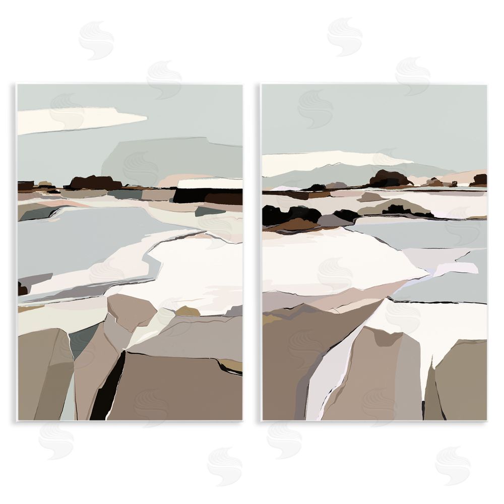 Nikita Jariwala Abstract Swedish Landscape Shapes Wooden Wall Plaque Art Print